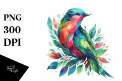 Abstract Vibrant Watercolor Bird PNG Product Image 3