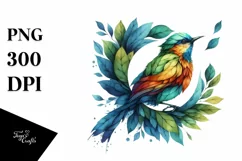 Abstract Vibrant Watercolor Bird PNG Product Image 1