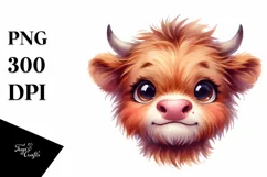 Funny Baby Face Highland Cow with Big Eyes Product Image 1