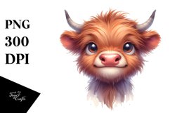 Expressive Baby Highland Cow PNG Product Image 3