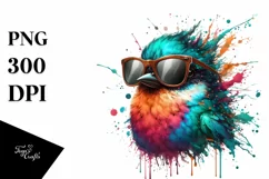 Colorful Quirky Bird Sunglasses Clipart Product Image 1