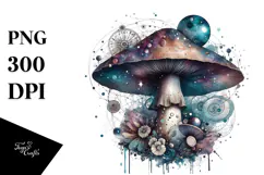 Magical Celestial Mushroom Watercolor PNG Product Image 1