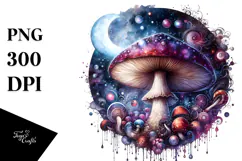 Magical Celestial Mushroom Watercolor PNG Product Image 1