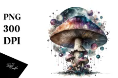 Magical Celestial Mushroom Watercolor PNG Product Image 1