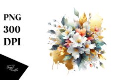 Colorful Splash Jasmine Bouquet | Sublimation Clipart Product Image 1