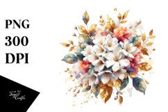 Colorful Splash Jasmine Bouquet | Sublimation Clipart Product Image 3