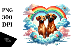 Cute Rainbow with Rhodesian Ridgeback, PNG Product Image 1