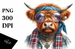 Cow Excited Highland Cow Portrait | Sublimation | Clipart Product Image 3