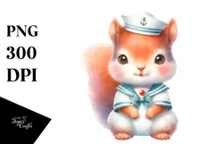 Vibrant Baby Squirrel Sailor Suit Watercolor Clipart Product Image 1