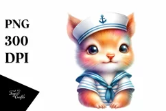 Vibrant Baby Squirrel Sailor Suit Watercolor Clipart Product Image 1