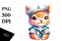 Vibrant Baby Squirrel Sailor Suit Watercolor Clipart Product Image 1