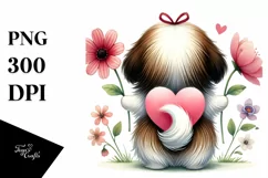 Cute Shih Tzu Holding Heart PNG Product Image 1