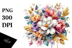 Colorful Splash Gardenia Bouquet | Sublimation Clipart Product Image 3