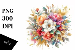Colorful Splash Gardenia Bouquet | Sublimation Clipart Product Image 1