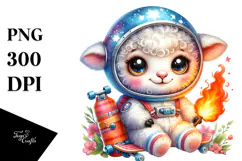 Smiling Baby Lamb on Skateboard PNG Product Image 1