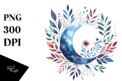 Whimsical Moon Foliage | Watercolor Product Image 1