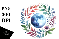 Whimsical Moon Foliage | Watercolor Product Image 1