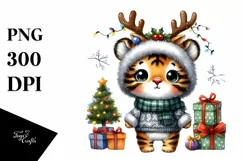 Expressive Baby Tiger Watercolor PNG Product Image 1