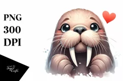 Funny Cute Walrus Portrait Love Sign | Clipart Product Image 3