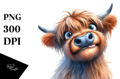 Expressive Funny Highland Cow PNG Product Image 1