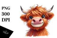 Expressive Funny Highland Cow PNG Product Image 1