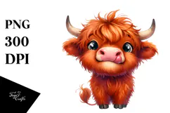 Expressive Funny Highland Cow PNG Product Image 1