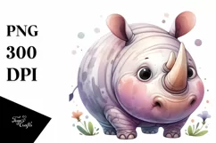 Funny Colorful Rhino PNG Product Image 1