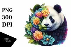 Abstract Vibrant Watercolor Panda PNG Product Image 3