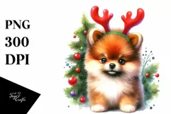 Expressive Baby Pomeranian Watercolor PNG Product Image 1