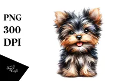 Watercolor Baby Yorkshire Terrier with Big Eyes, Transparent Product Image 1