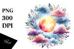 Whimsical Moon Foliage Clouds | Watercolor Product Image 1