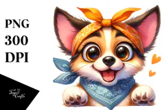 Cute Dog with Bandana, Joyful PNG Product Image 1