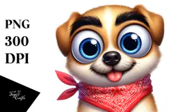 Playful Dog with Bandana, Digital Art Product Image 1