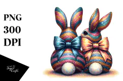 Colorful Retro Bunnies Sitting View from Back, Transparent Product Image 1