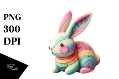 Colorful Bunny Made of Wood on Splashy Background, Product Image 1