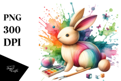 Colorful Wooden Bunny, PNG Product Image 1