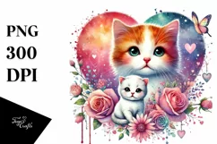 Adorned Baby Cat with Big Heart PNG Product Image 1