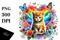 Adorned Baby Cat with Big Heart PNG Product Image 1
