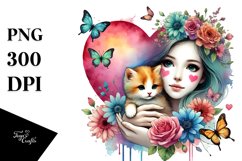 Adorned Baby Cat with Big Heart PNG Product Image 1