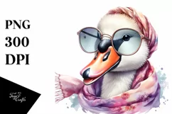 Funny Cute Swan Portrait Silk Scarf | Clipart Product Image 3