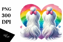 Cute Maltese with Heart PNG Product Image 1