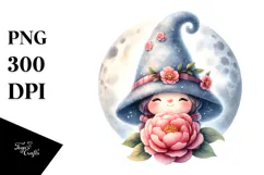 Cute Gnome with Camellia PNG Product Image 1