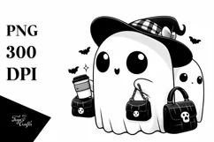 Retro Halloween Coffee Purse Ghost PNG Product Image 1