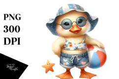 Digital Watercolor Baby Duck, Transparent PNG Product Image 1