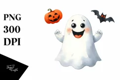 Funny Halloween Ghost with Goofy Smile | Clipart Product Image 1