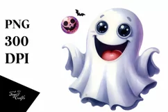Funny Halloween Ghost with Goofy Smile | Clipart Product Image 3
