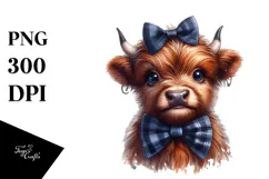 Highland Cow with Bow and Tie PNG Product Image 1