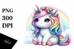 Cute Watercolor Unicorn | Clipart Product Image 1