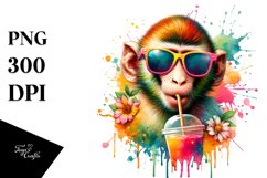 Quirky Colorful Monkey Drink Clipart Product Image 3