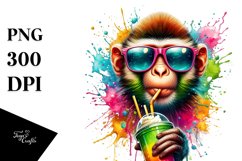 Quirky Colorful Monkey Drink Clipart Product Image 3